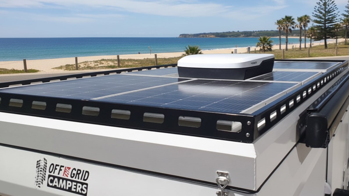 slide-on camper roof solar and air conditioning