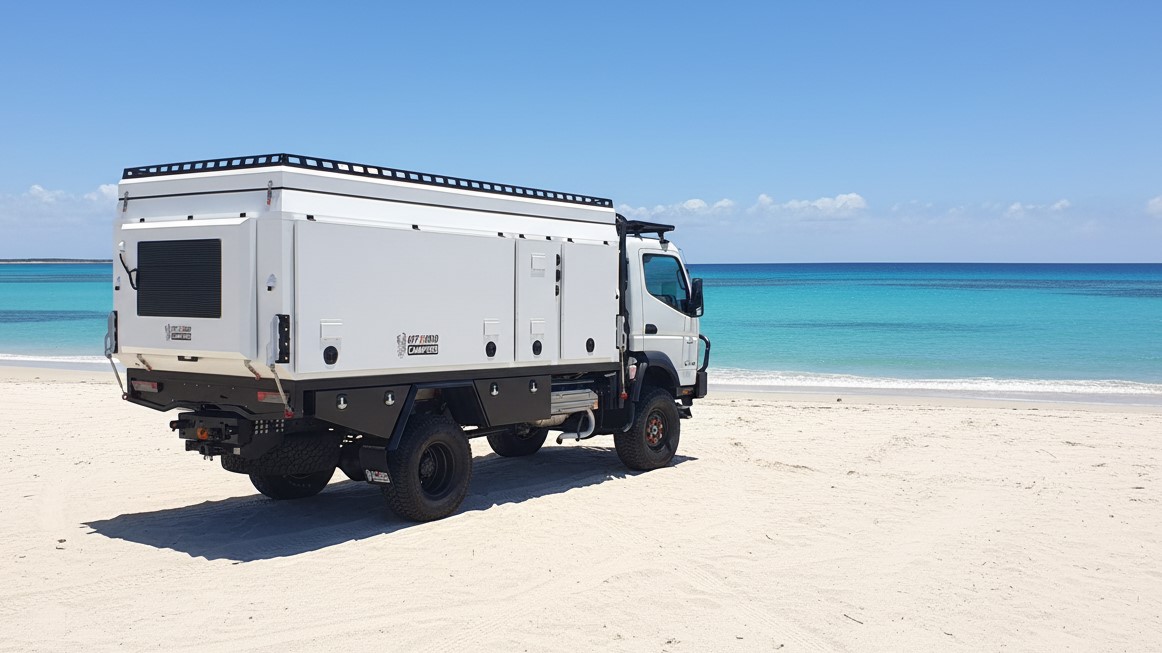 Single Cab Truck Camper on Beach in Western Australia